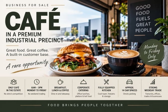 Established 5-Day Cafe Prime Industrial Precinct Location