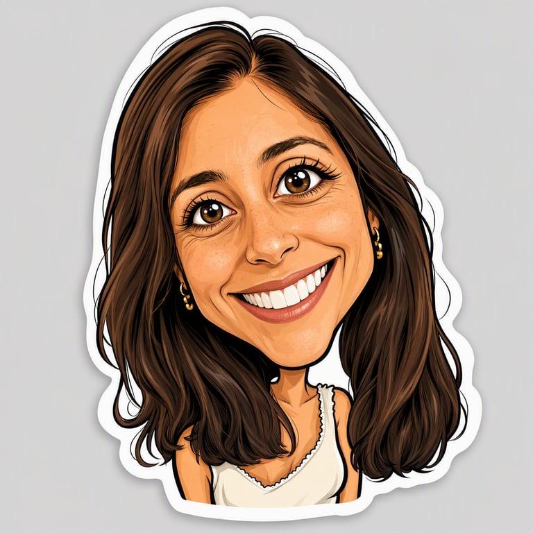 Caricatura: Exagerada con cariño, se ve hecha a mano