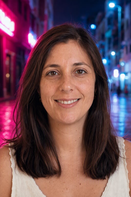 Neón: Luz nocturna rosa y azul de avenida