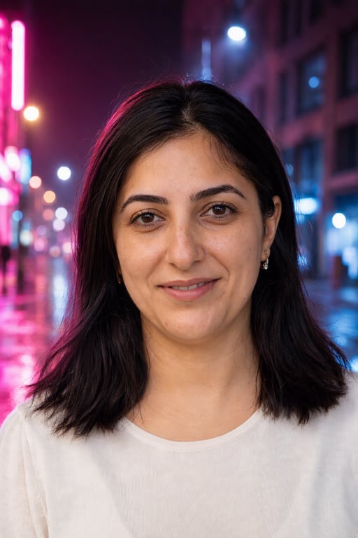 Neon küçə: Çəhrayı və mavi gecə işığı