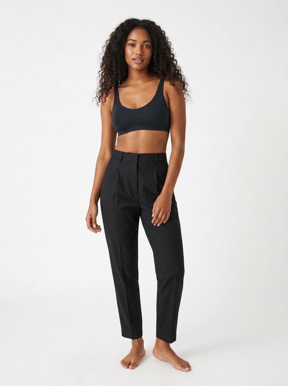 AI bottoms try-on black tailored trousers by Visio