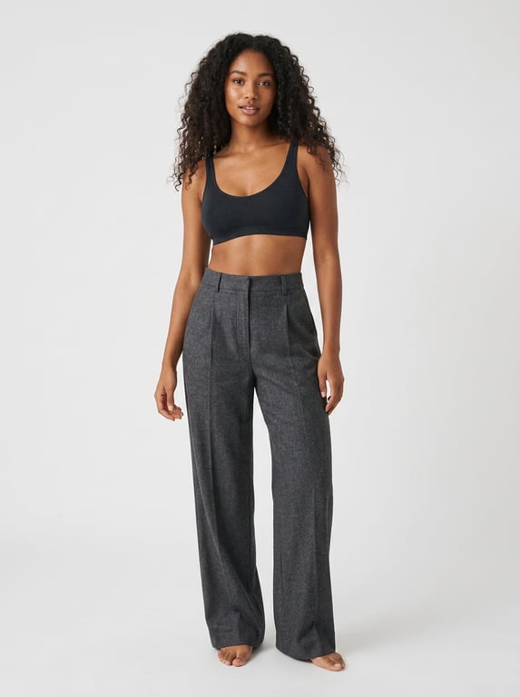 AI bottoms try-on gray wide-leg by Visio