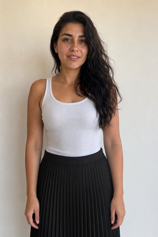 Falda midi con pliegues