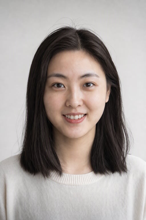 同一位女性换成黑茶色发色，由 Visio AI 生成