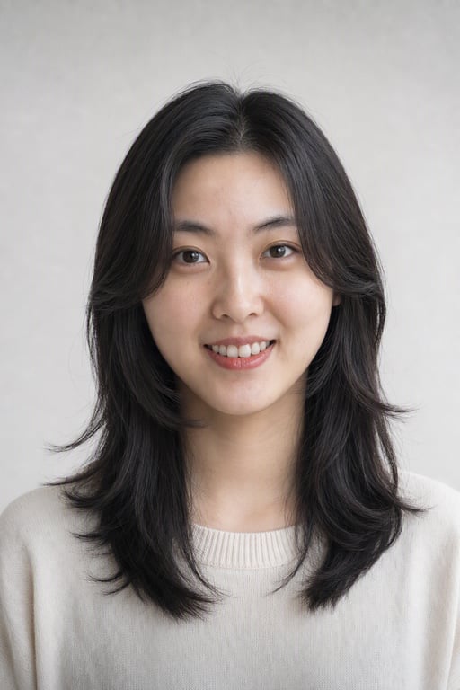 蝴蝶剪: 脸旁的短层次叠在长发上，补回两侧的蓬度，长脸最受益