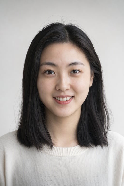黑色长直发的中国女性自拍，重绘前的原图