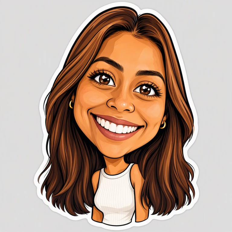 Caricatura: Exagerada con cariño, se ve hecha a mano