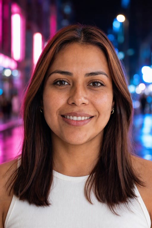 Neón: Luz nocturna rosada y azul de ciudad grande