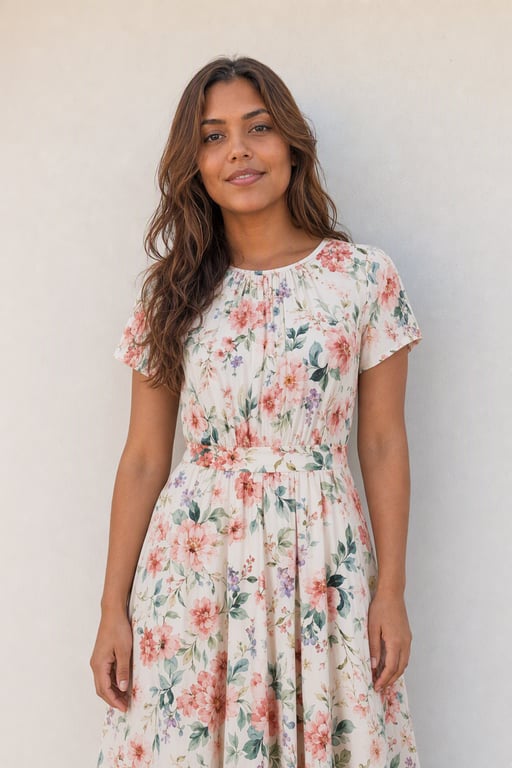 Vestido midi estampado de flores
