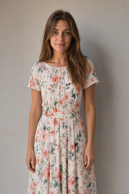 Geblümtes Midikleid