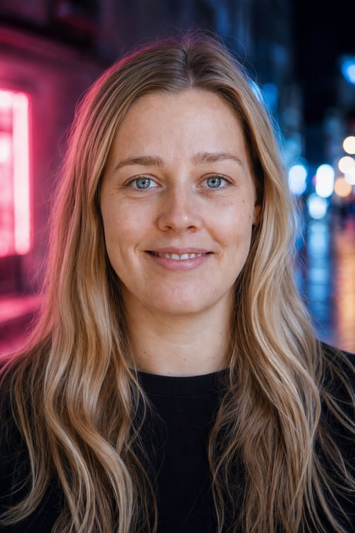 Neon: Pink og blåt natlys i byen