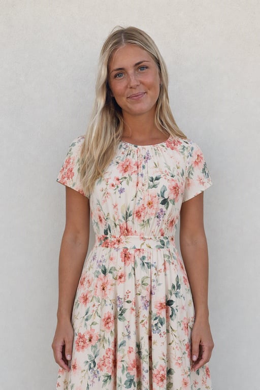 Blomstret midikjole