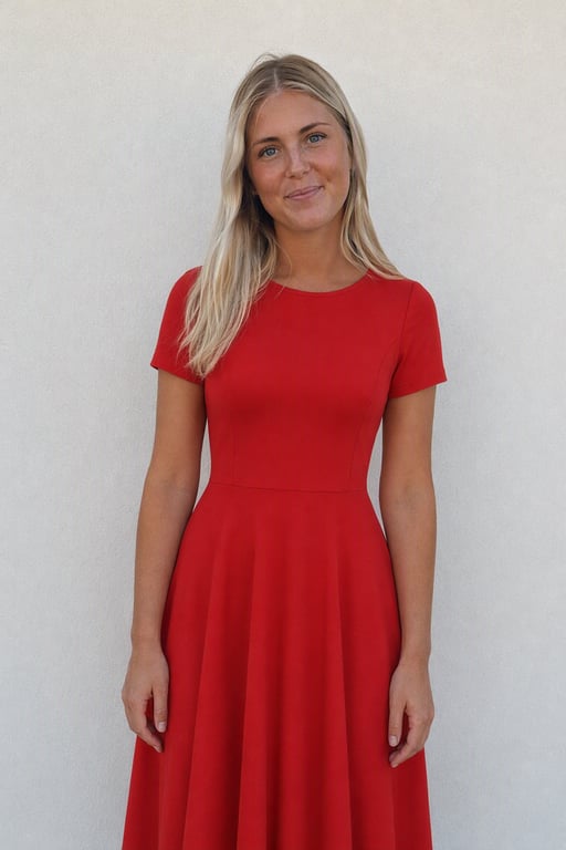 Rød midikjole