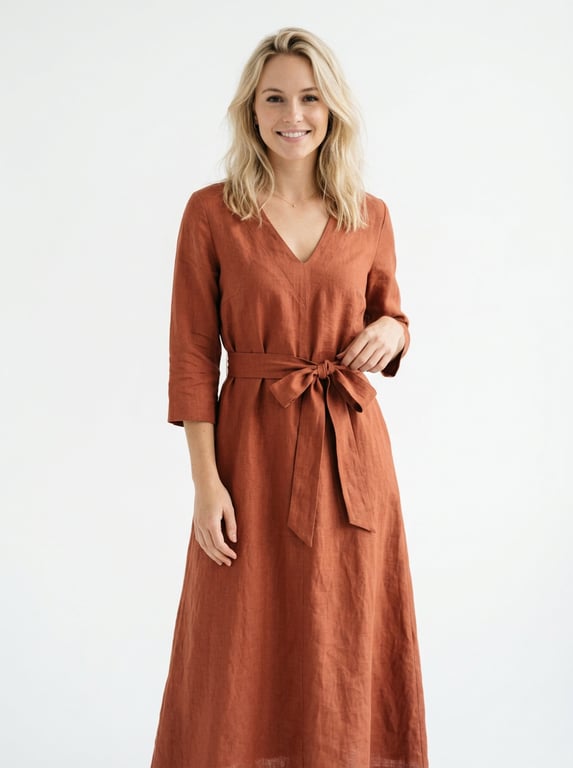 AI dress try-on terracotta maxi dress by Visio