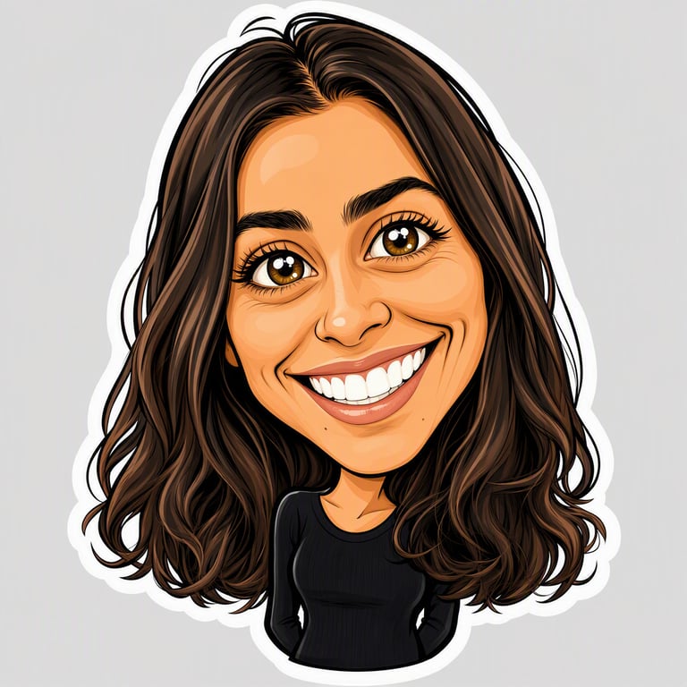 Caricatura: Exagerada con cariño, con aire de dibujo a mano