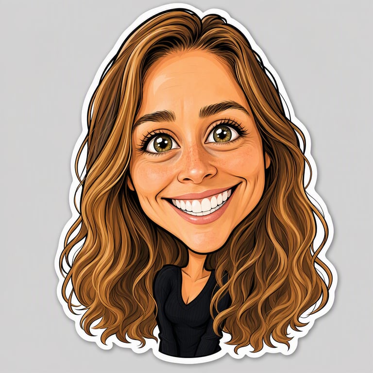 Caricature: Traits accentués avec bienveillance, effet dessiné à la main