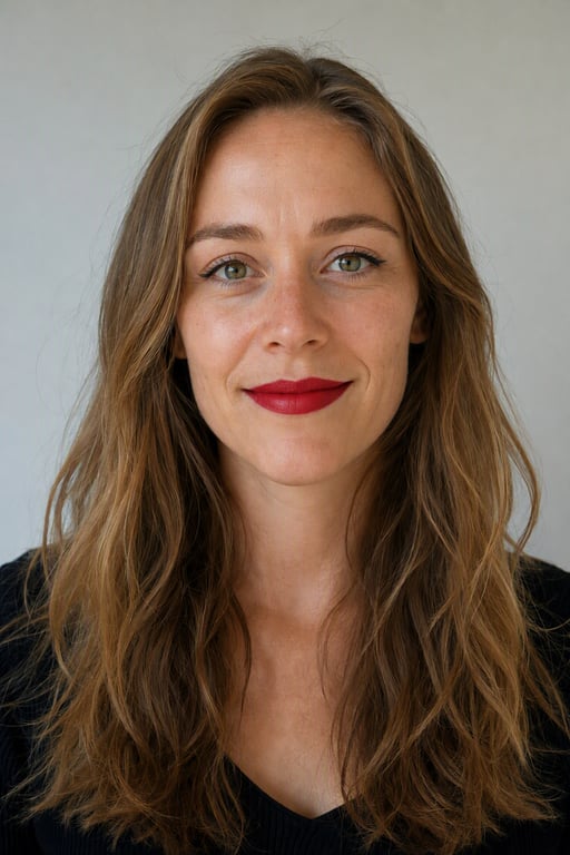 Bouche rouge: Liner net, sourcils dessinés, rouge franc