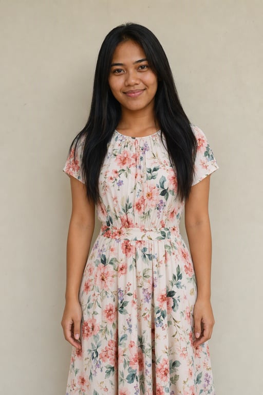 Dress midi motif bunga