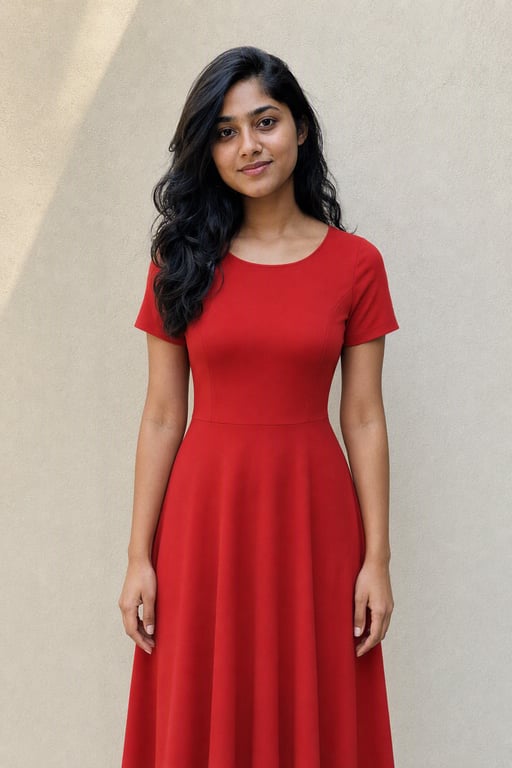 लाल मिडी ड्रेस