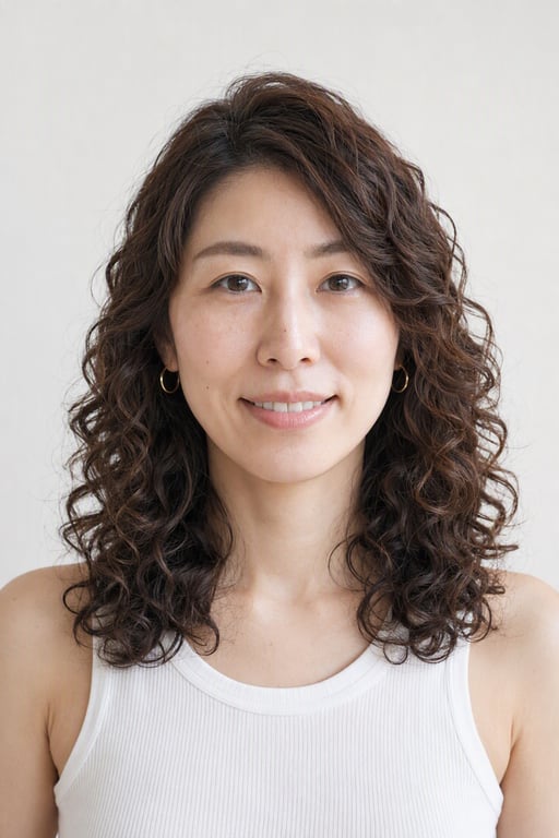 ゆるふわパーマ: 毛先の大きめカール。動きとボリュームを両立