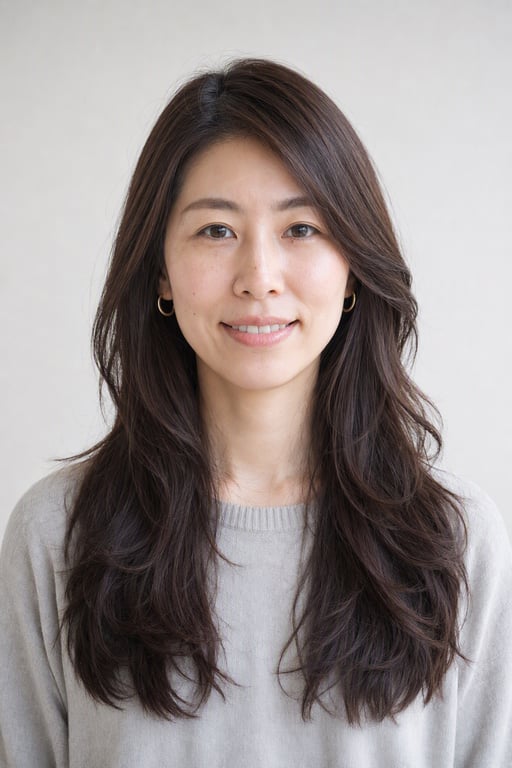 レイヤーロング: 長さを残して動きだけ足す、顔型を選びにくいカット