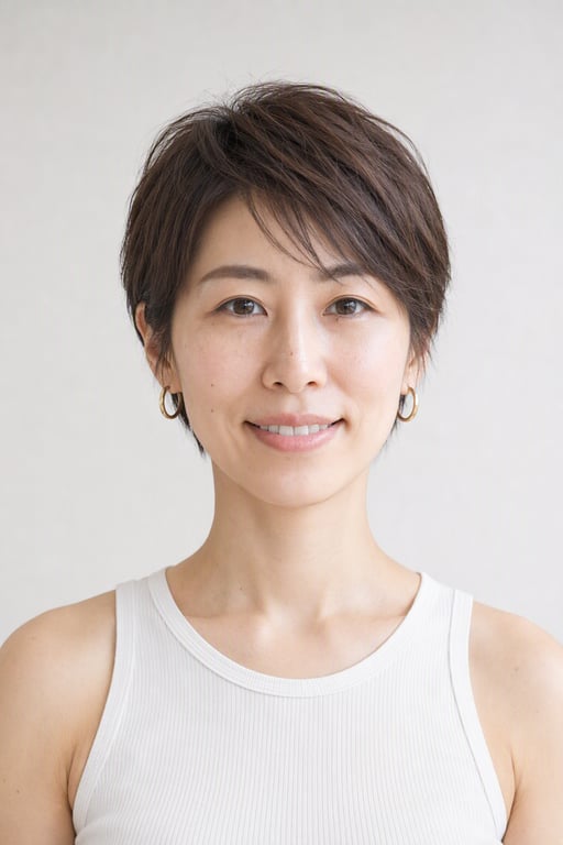 ピクシーカット: 襟足すっきりのベリーショート。頬骨が出ます