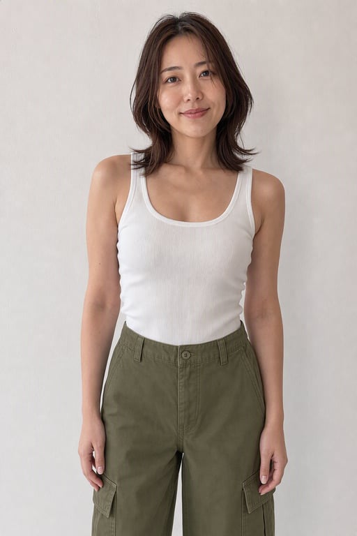 オリーブのカーゴパンツ