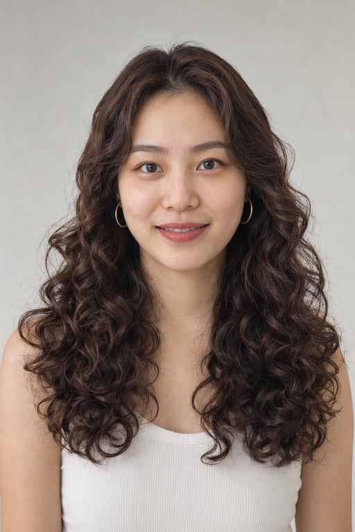 히피펌: 잔컬이 촘촘한 곱슬 질감, 머리숱이 많아 보여요