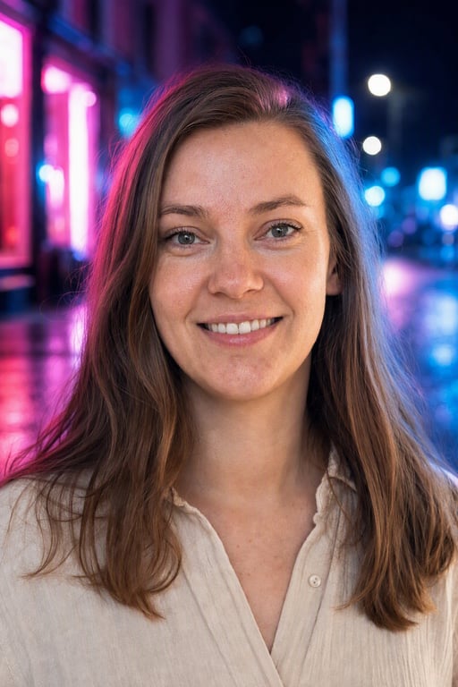 Neoninė gatvė: Rausvas ir mėlynas naktinis švytėjimas