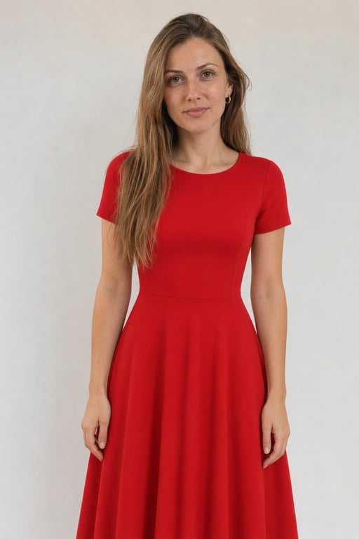 Raudona midi suknelė