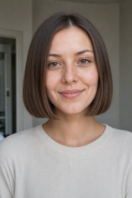Ta pati moteris su iki smakro siekiančia boba, kurią sugeneravo Visio AI