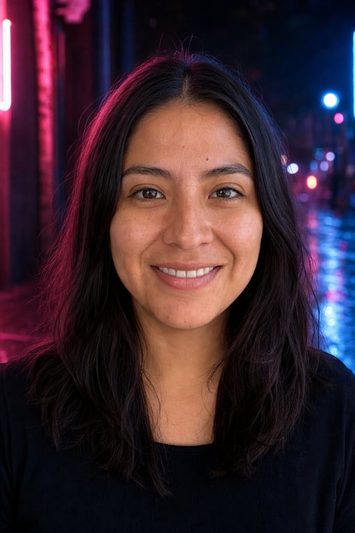 Neón: Luz nocturna rosa y azul de ciudad grande