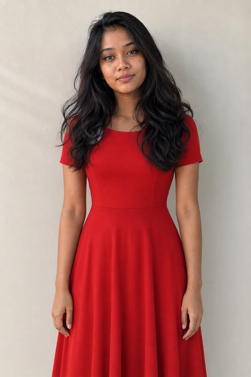 Gaun midi merah