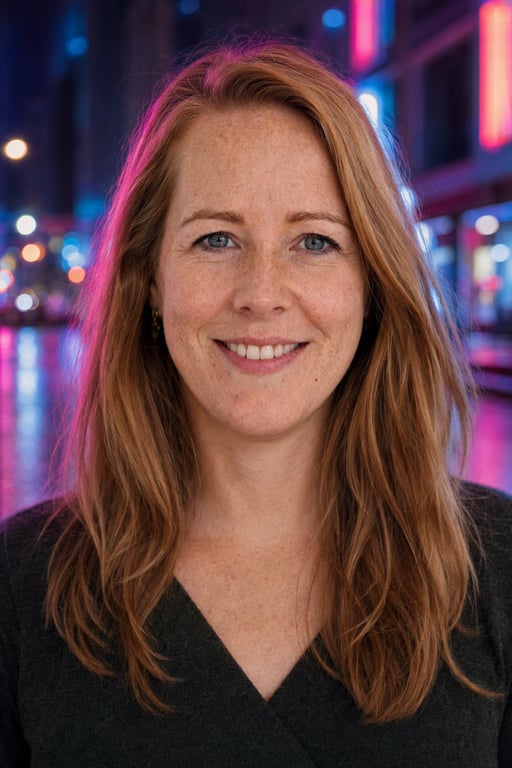 Neonstraat: Roze en blauwe gloed in de nacht