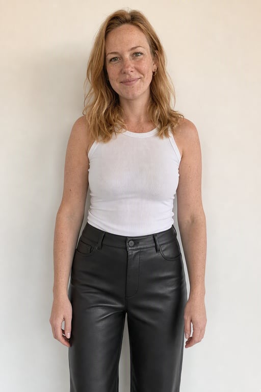 Broek in leerlook
