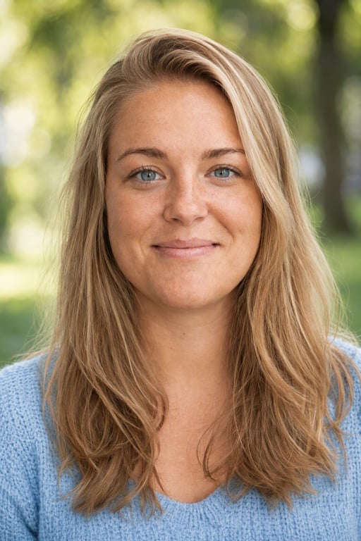 Ute: Lys blå strikk, mykt dagslys i en park