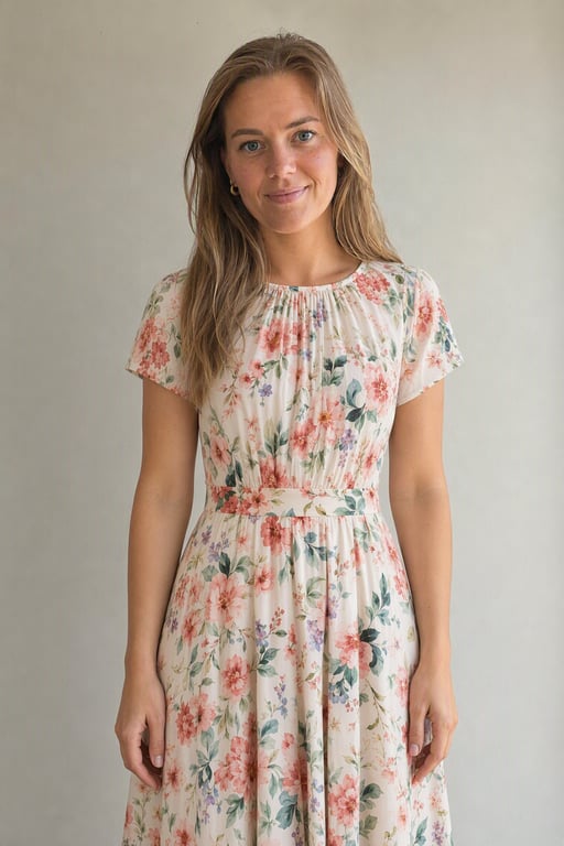 Blomstrete midikjole