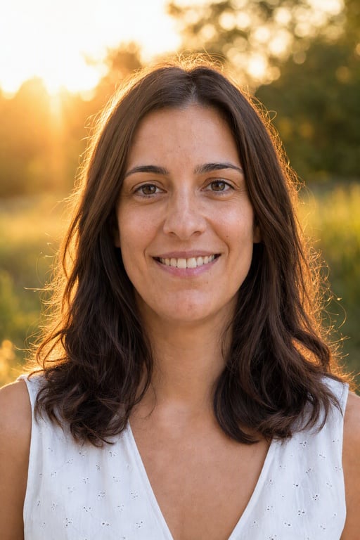 Luz dourada: Contraluz quente de fim de tarde com brilho na lente
