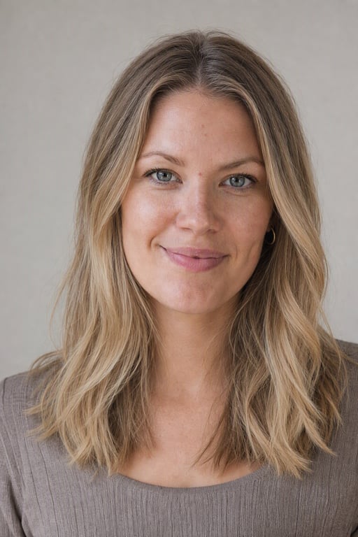Blond balayage: Mörkare rot, ljusare toppar målade på fri hand