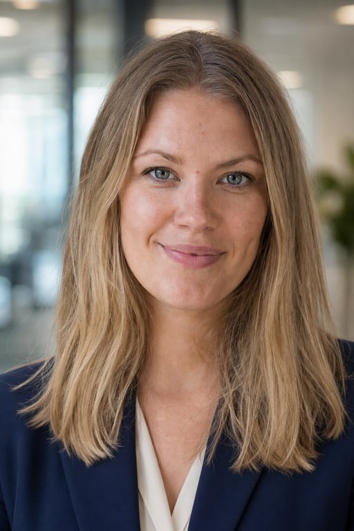 Kontor: Marinblå kavaj, oskarpt modernt kontor