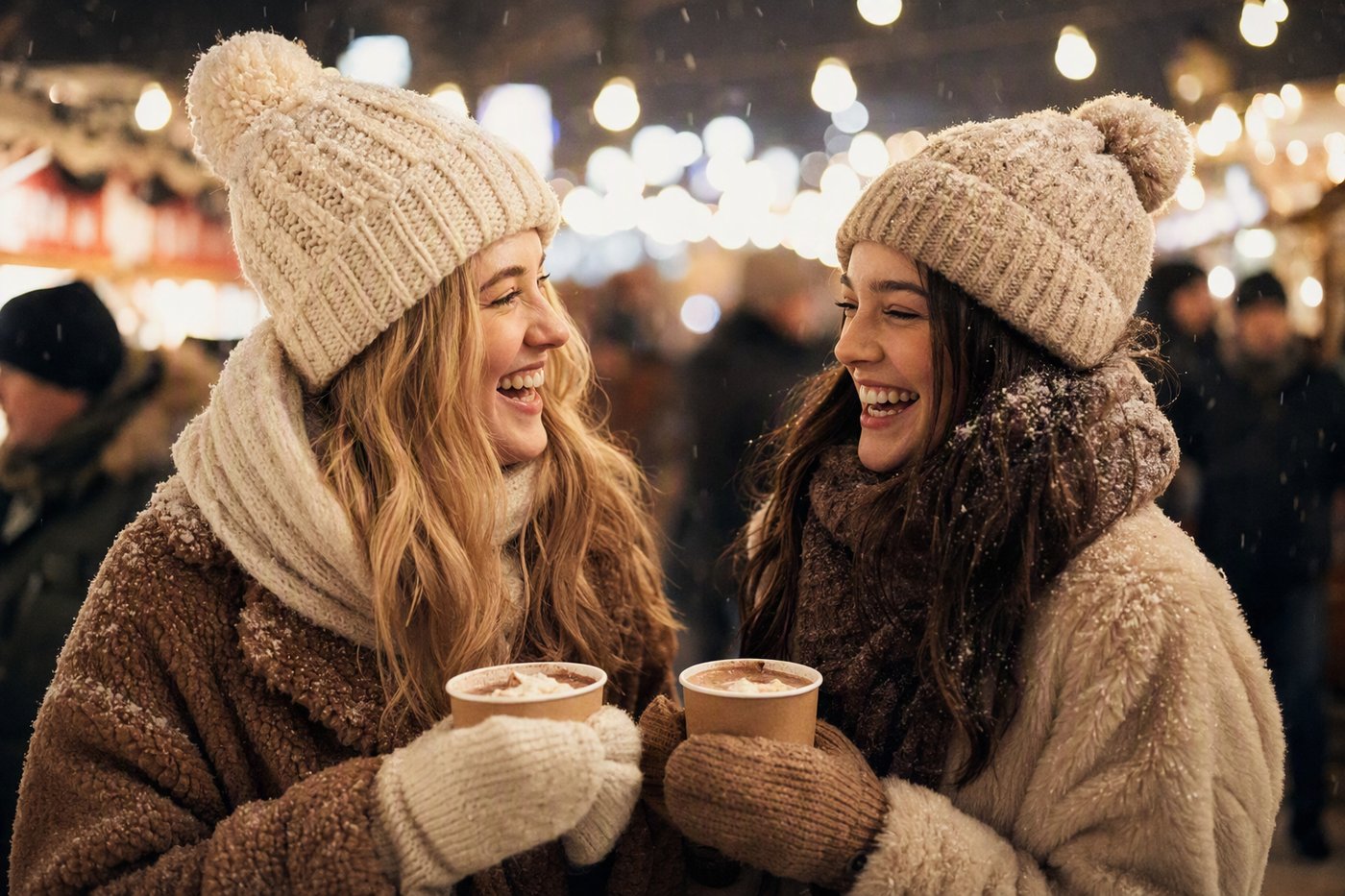 December: string lights and cocoa