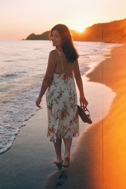 35mm-style photo shot on an iPhone at sunset with a warm light leak