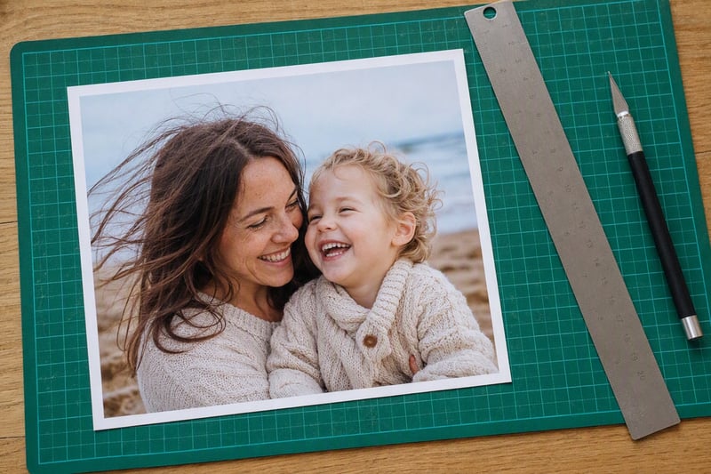 A phone showing a portrait being cropped, with the discarded edges greyed out