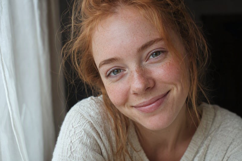 Portrait in window light shown twice, once untouched and once lightly retouched