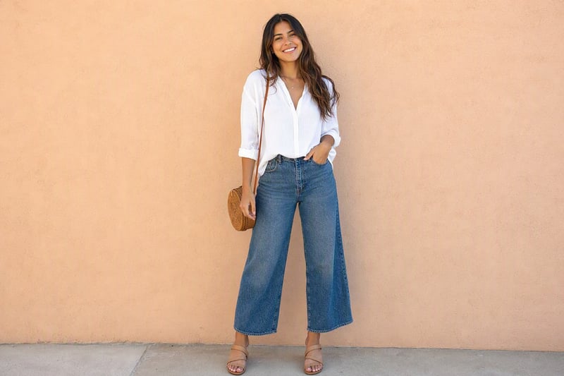 Person in a long coat photographed full length against a plain painted wall