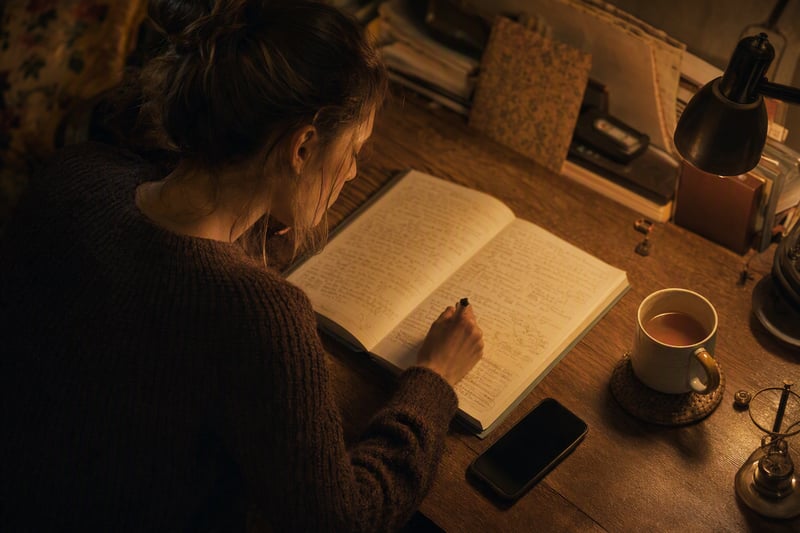A laptop open beside a printed photograph with handwritten notes in the margin