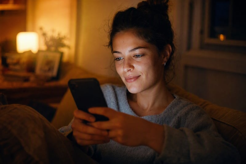 Person scrolling a discussion thread on a phone with a camera beside them