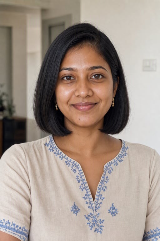 అదే మహిళ గడ్డం దాకా ఉన్న బాబ్ కట్‌లో, Visio AI రూపొందించిన రెండర్
