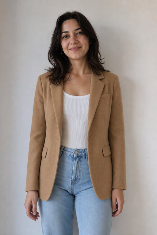Camel blazer ceket