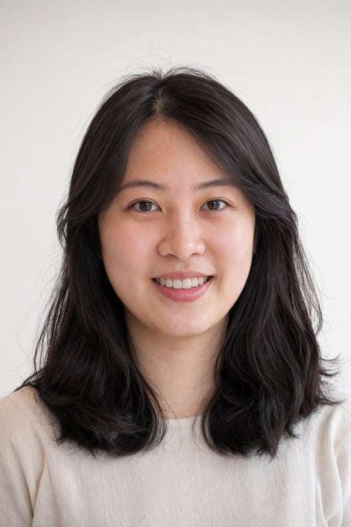 同一位女性換成深咖啡棕髮色，由 Visio AI 生成